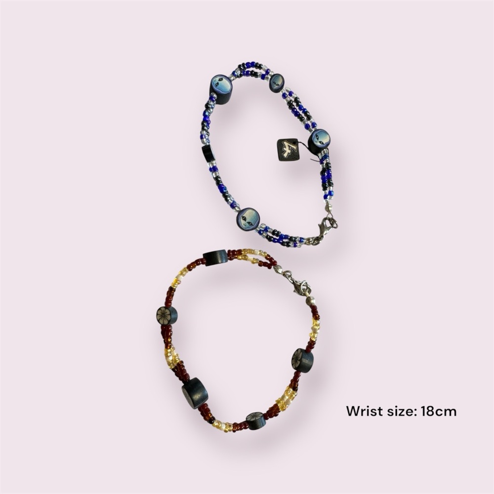 Elegant Beaded Bracelet Set - Blue and Gold